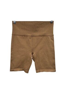 DSG Womens Ribbed Bike Shorts Tan Mid Rise Size Medium New